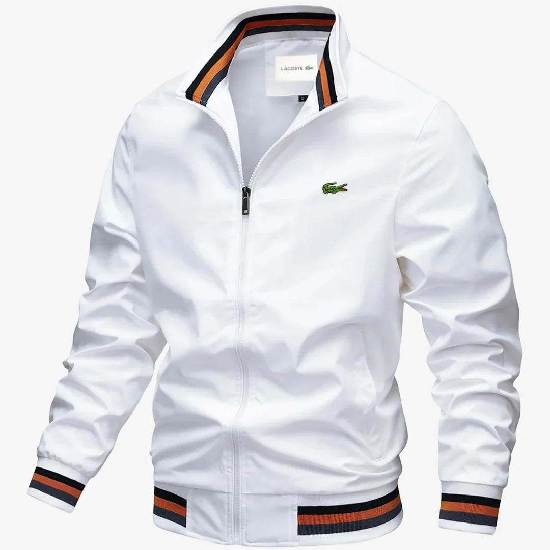 Men's Striped-Trim Zip Bomber Jacket