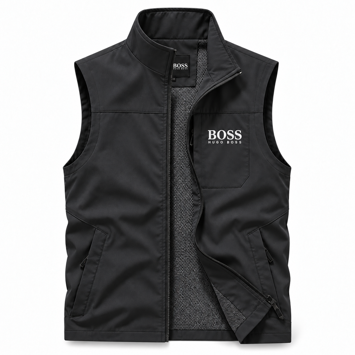 Men's Zip-Pocket Stand-Collar Vest