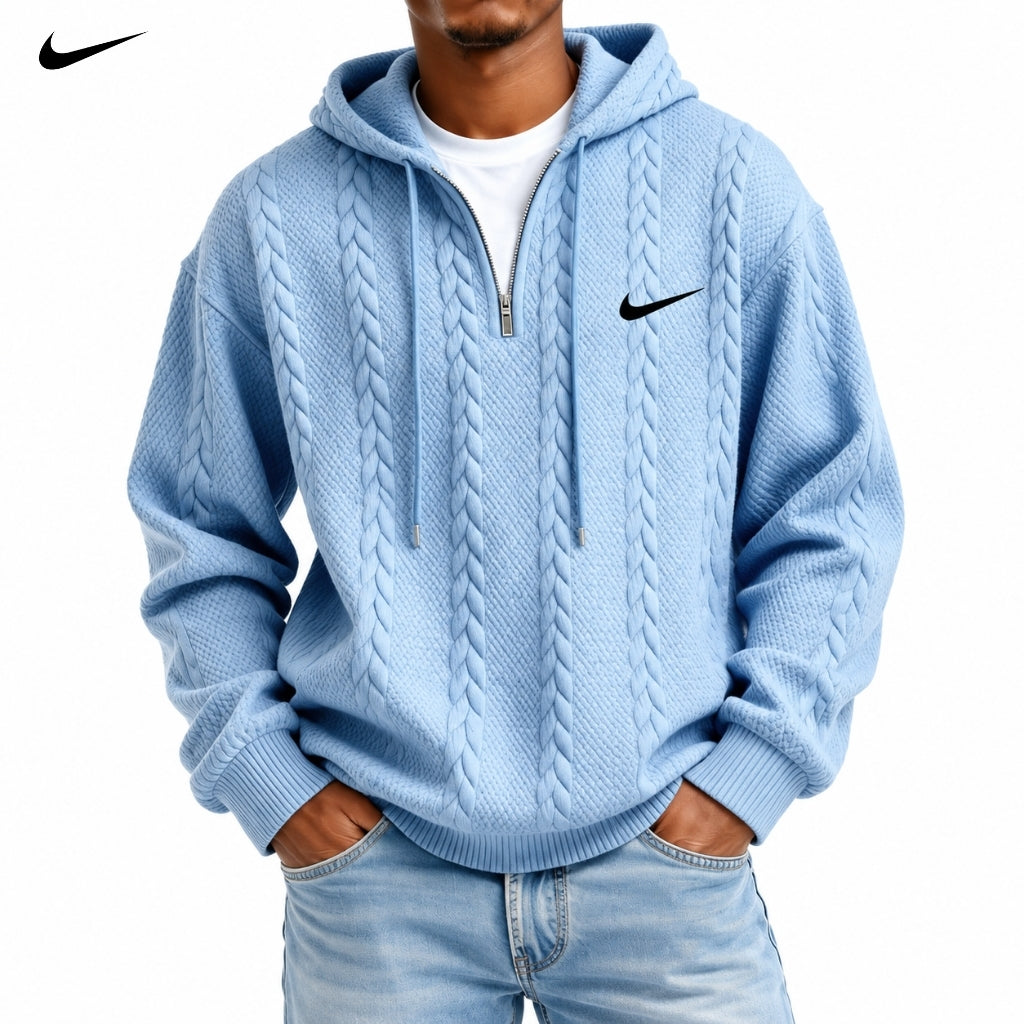 Cable-Knit Quarter-Zip Hoodie