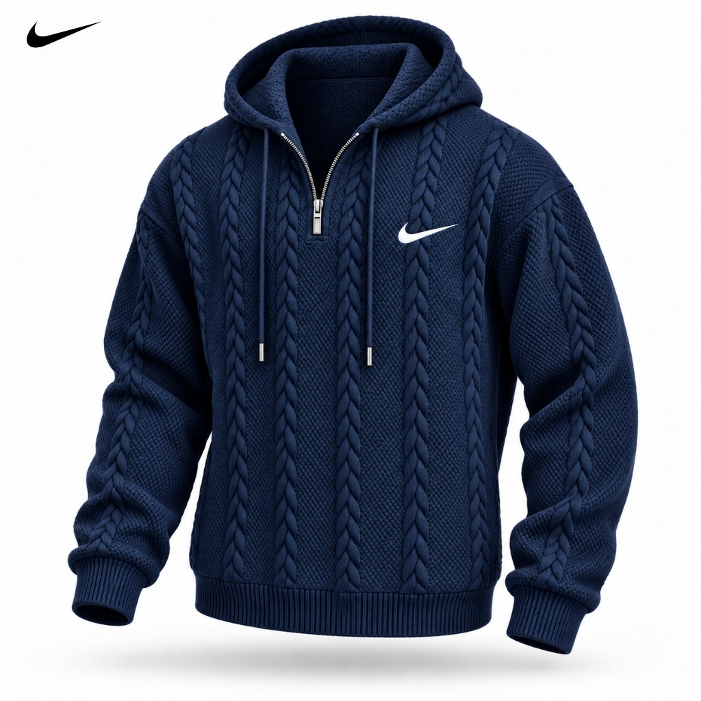 Cable-Knit Quarter-Zip Hoodie