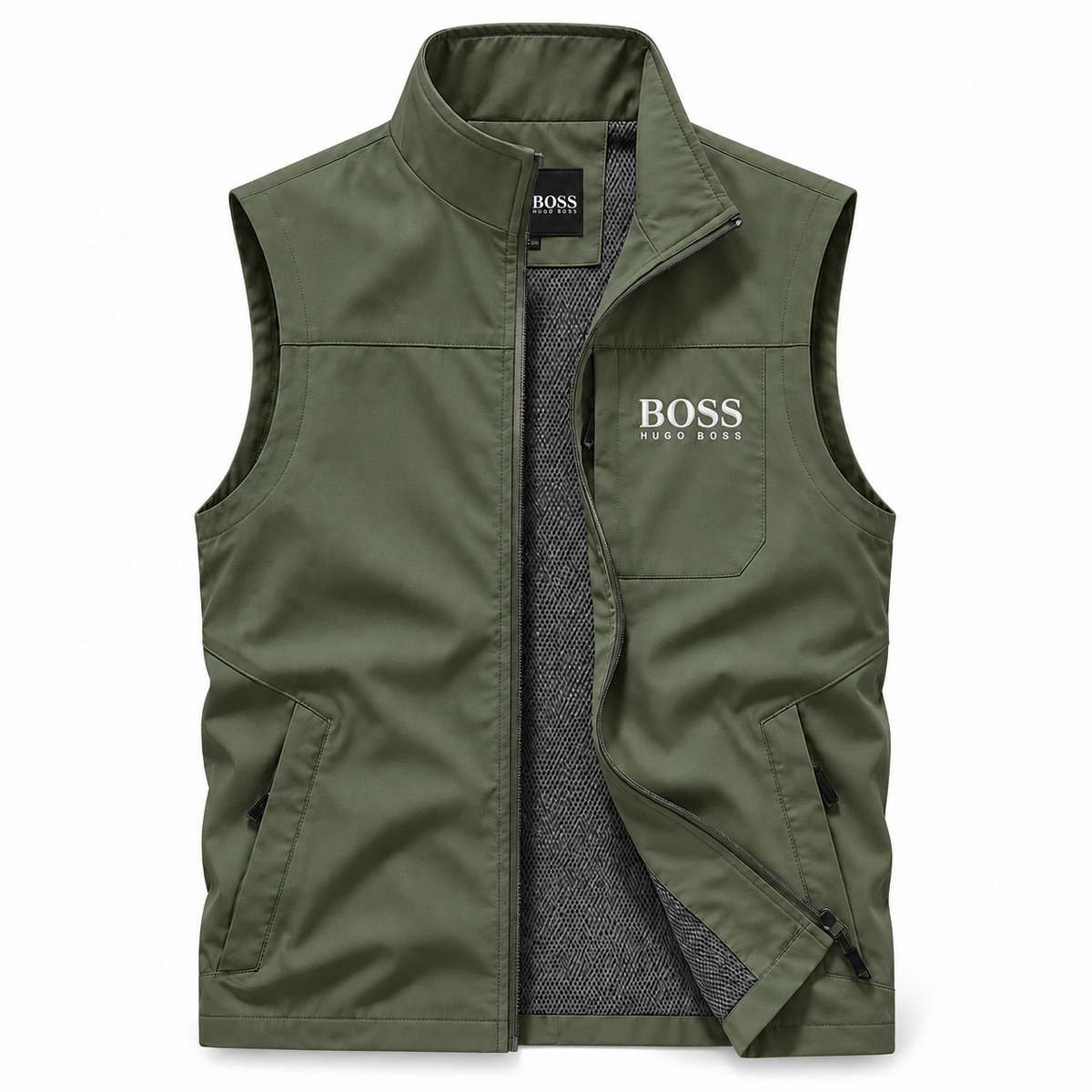 Men's Zip-Pocket Stand-Collar Vest