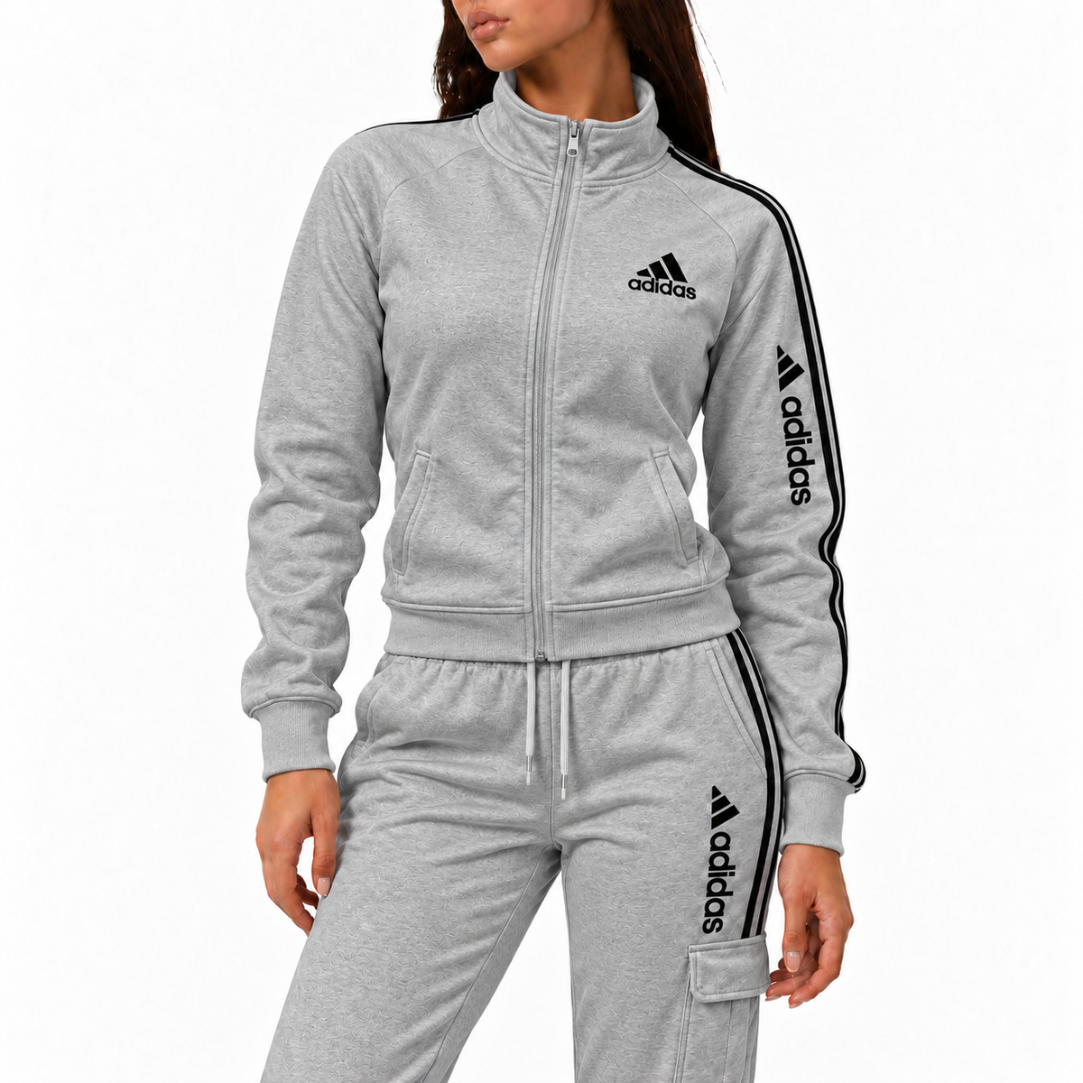 Women's Contrast Stripe Zip-Up Tracksuit Set