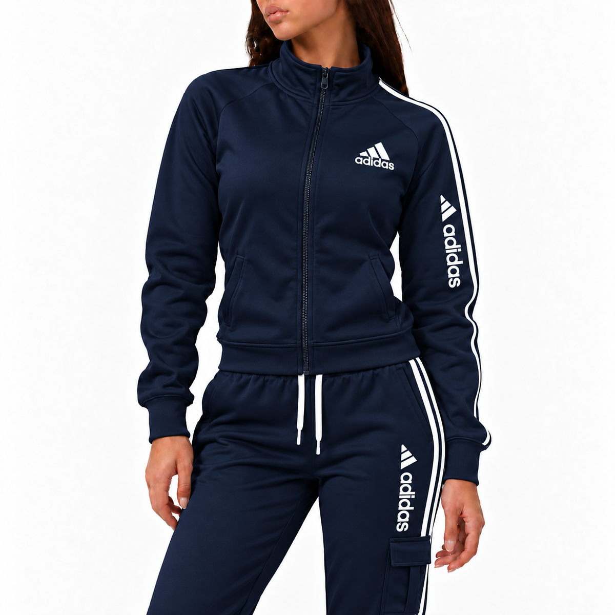Women's Contrast Stripe Zip-Up Tracksuit Set
