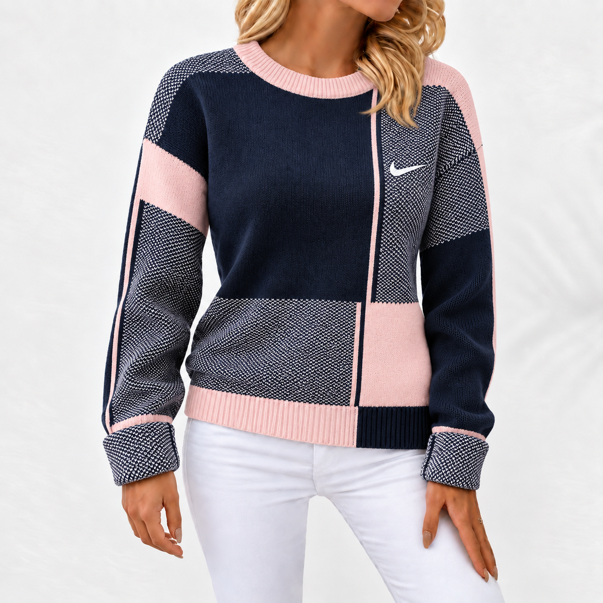 Women’s Geometric Color-Block Knit Sweater