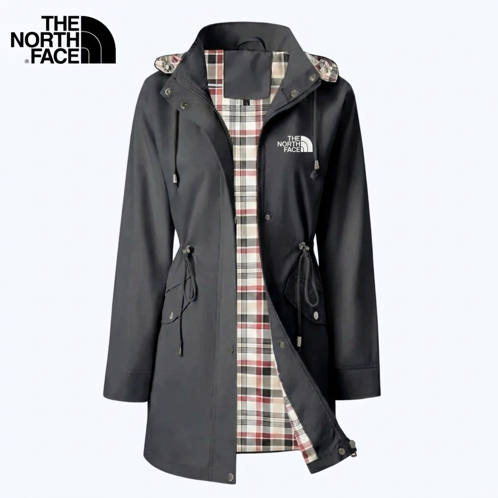 Women's Plaid-Lined Drawstring Hooded Parka