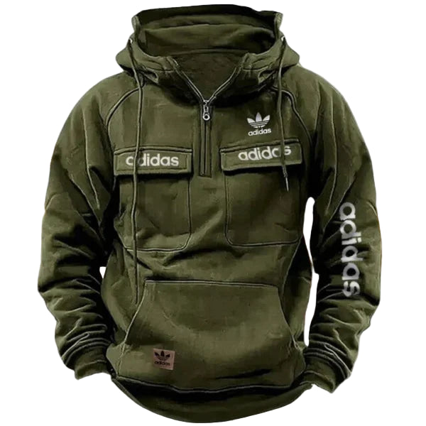 ADIDAS™ - Dark Green Tactical Quarter Hoodie
