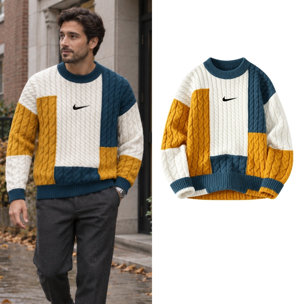 Colour-Block Crewneck Sweater