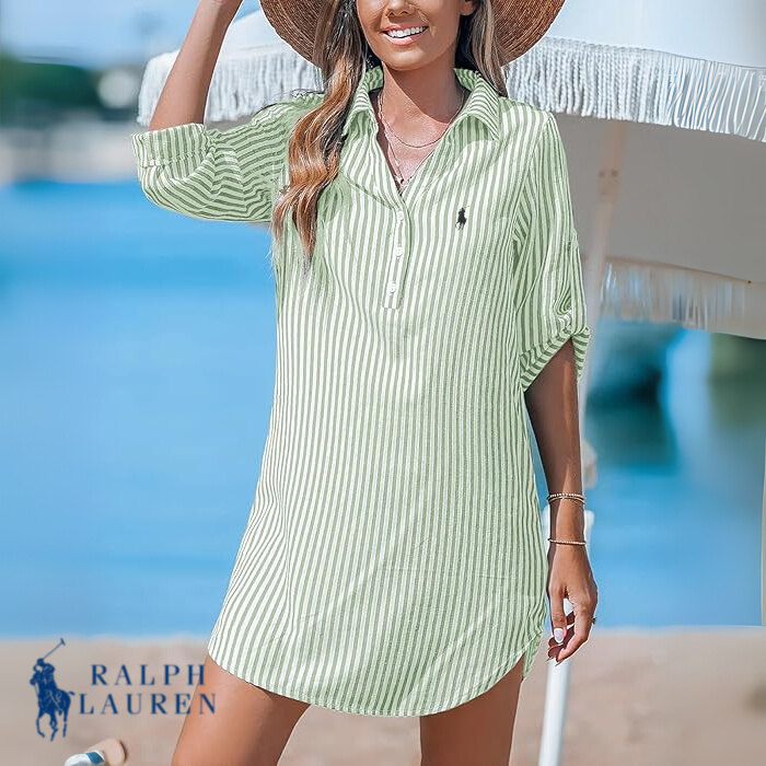 R. Ꮮаᴜгеn Classic Striped Shirt Dress + Free R. Ꮮаᴜгеn Brie Tote Bag