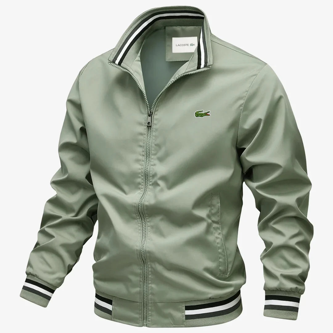 Men's Striped-Trim Zip Bomber Jacket