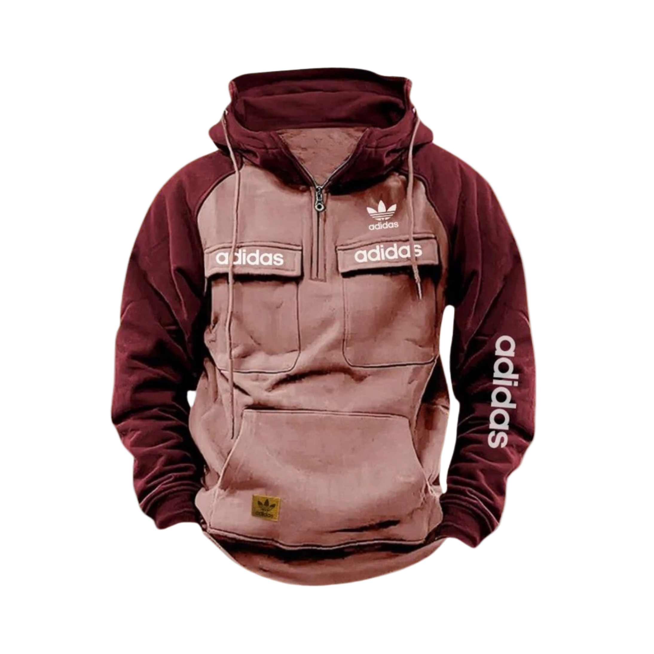 ADIDAS™ - Red Pink Tactical Quarter Hoodie