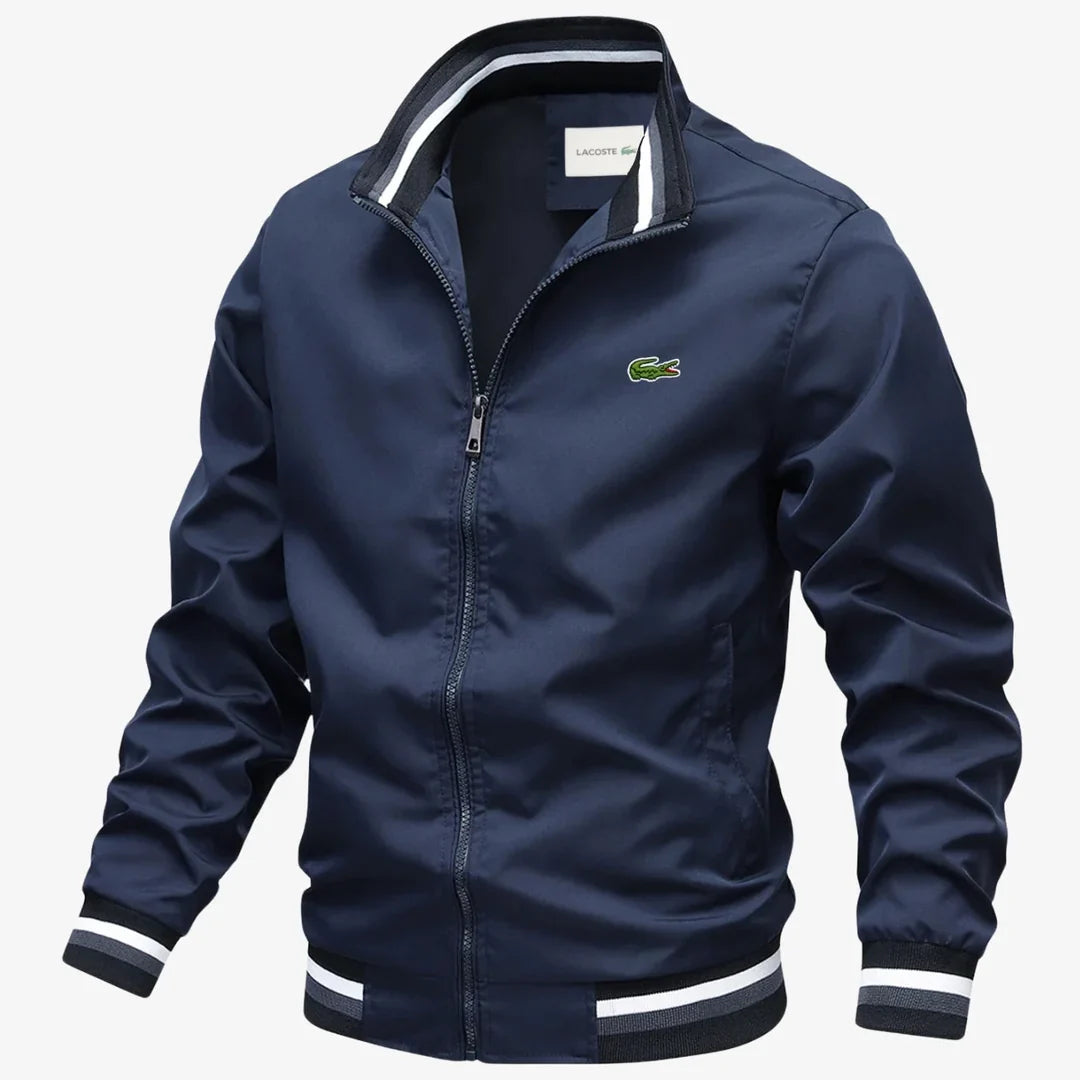 Men's Striped-Trim Zip Bomber Jacket