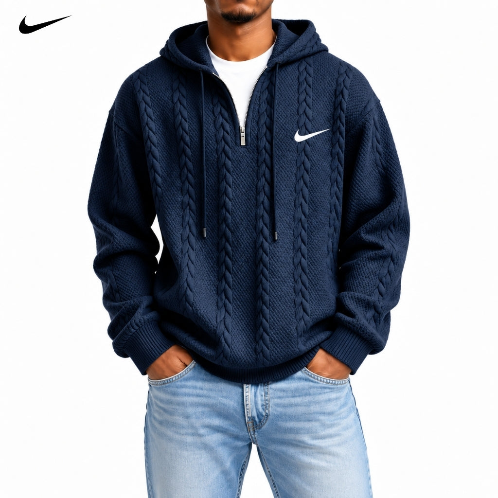 Cable-Knit Quarter-Zip Hoodie