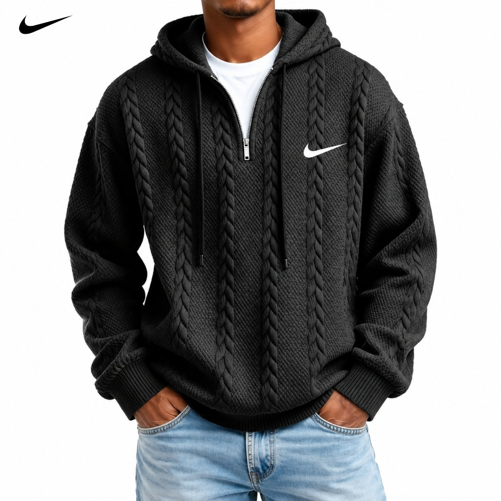 Cable-Knit Quarter-Zip Hoodie