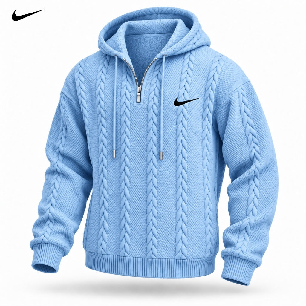 Cable-Knit Quarter-Zip Hoodie
