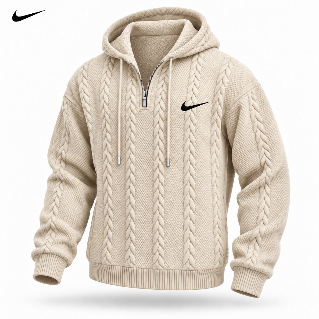Cable-Knit Quarter-Zip Hoodie