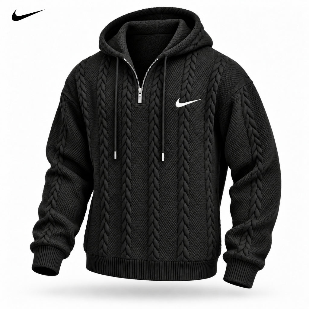 Cable-Knit Quarter-Zip Hoodie