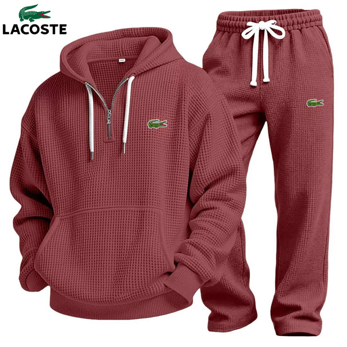 Men's Textured Half-Zip Hoodie & Jogger Tracksuit