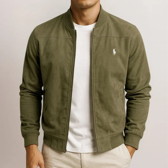 Men's Suede-Effect Zip Bomber Jacket