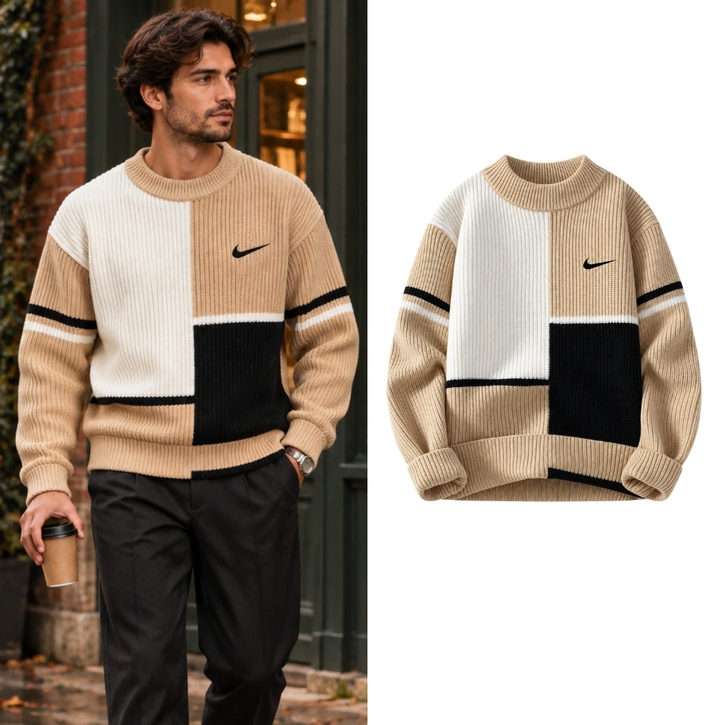 Colour-Block Knitted Sweater