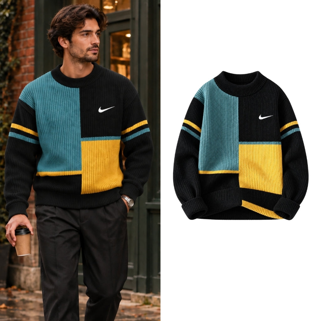 Colour-Block Knitted Sweater