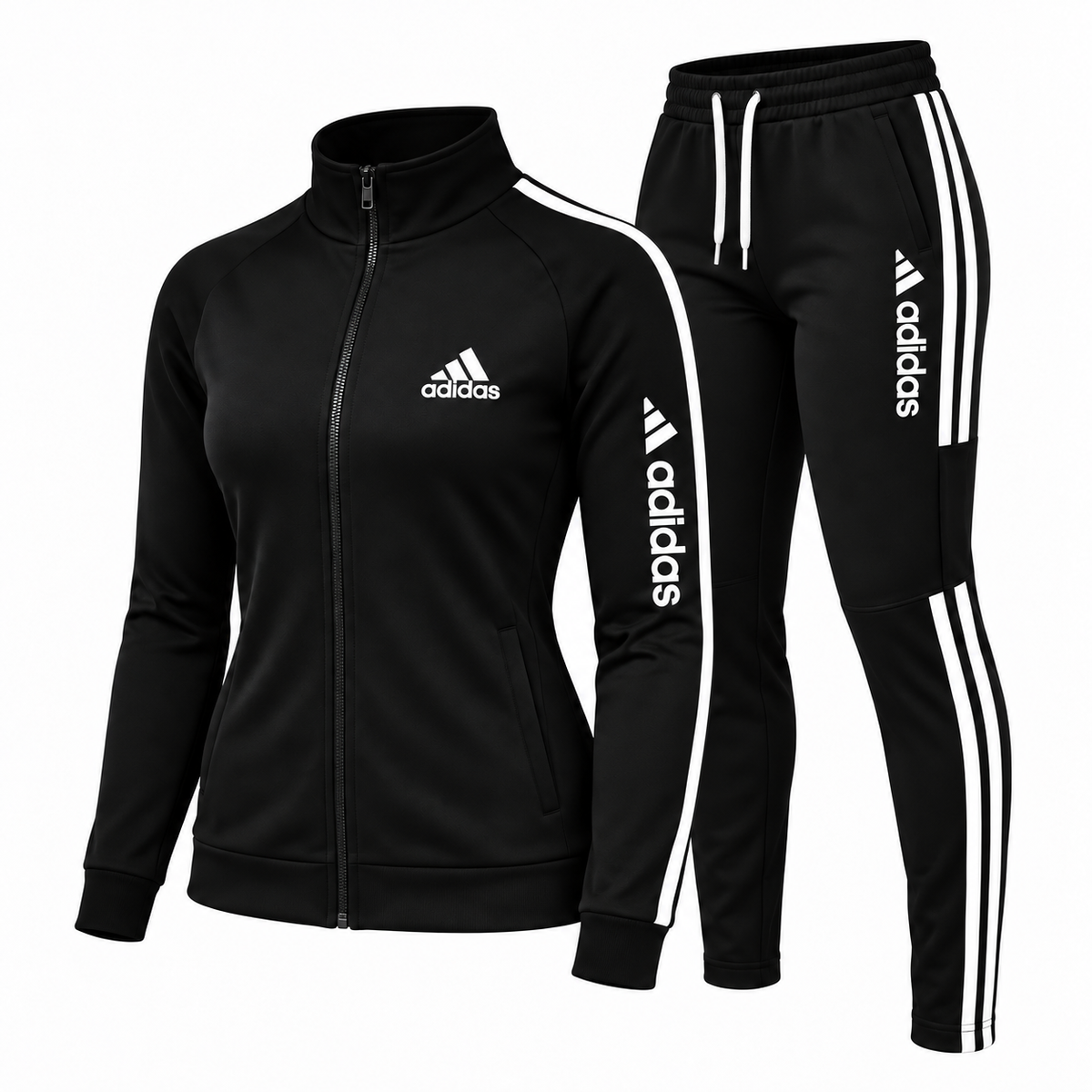 Women's Contrast Stripe Zip-Up Tracksuit Set