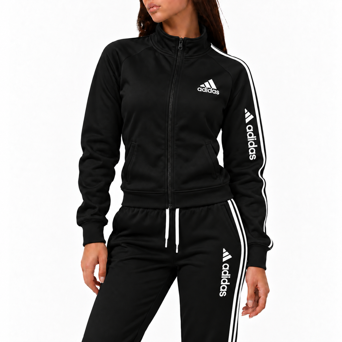 Women's Contrast Stripe Zip-Up Tracksuit Set