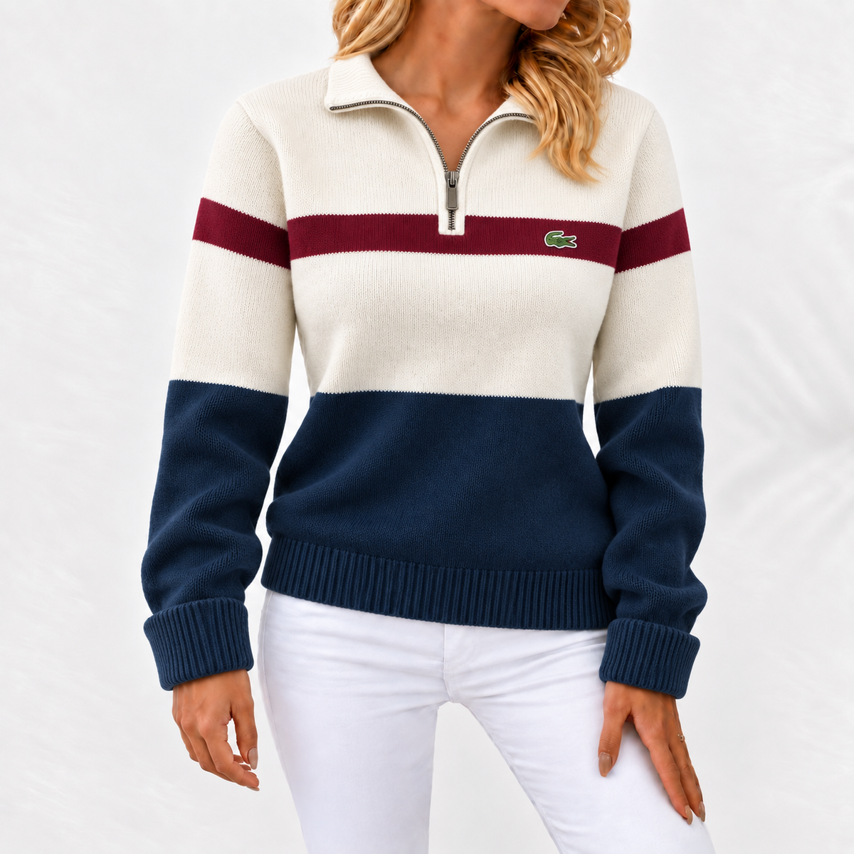 Women’s Colorblock Quarter-Zip Knit Sweater