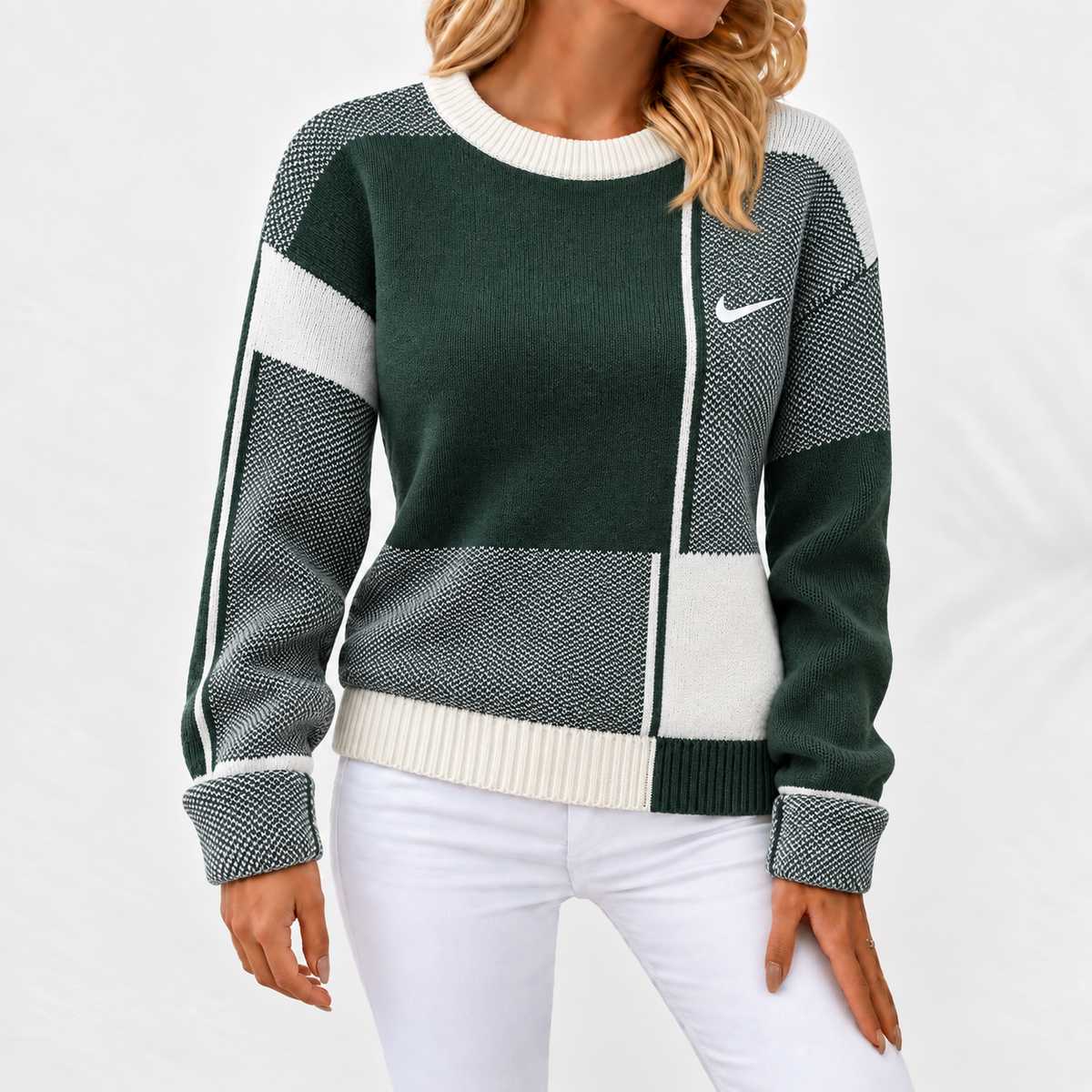 Women’s Geometric Color-Block Knit Sweater