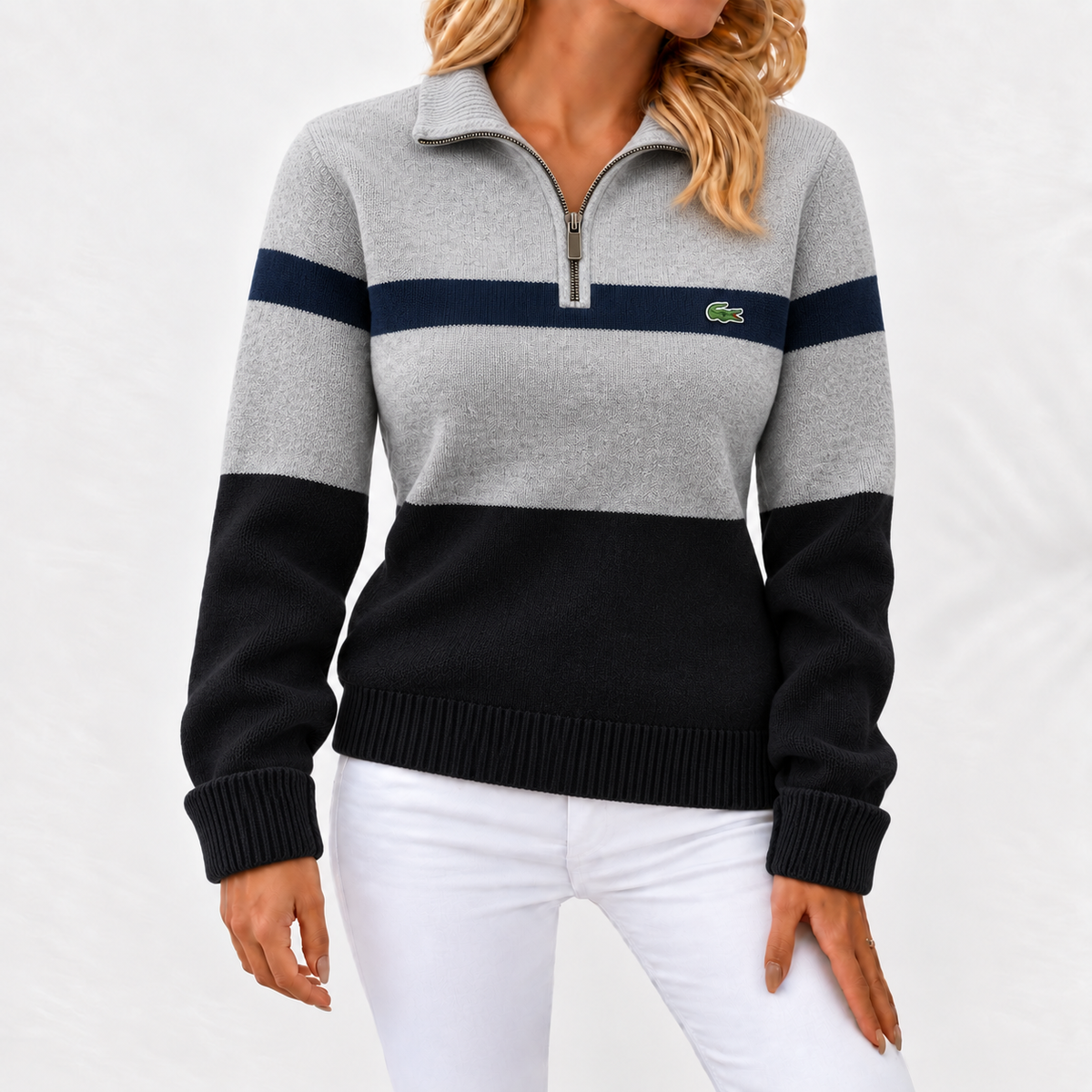 Women’s Colorblock Quarter-Zip Knit Sweater