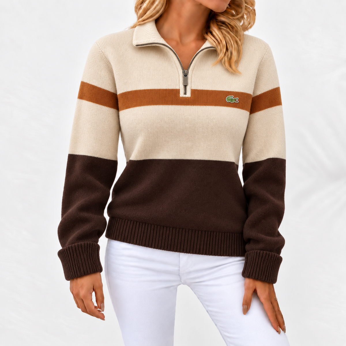 Women’s Colorblock Quarter-Zip Knit Sweater