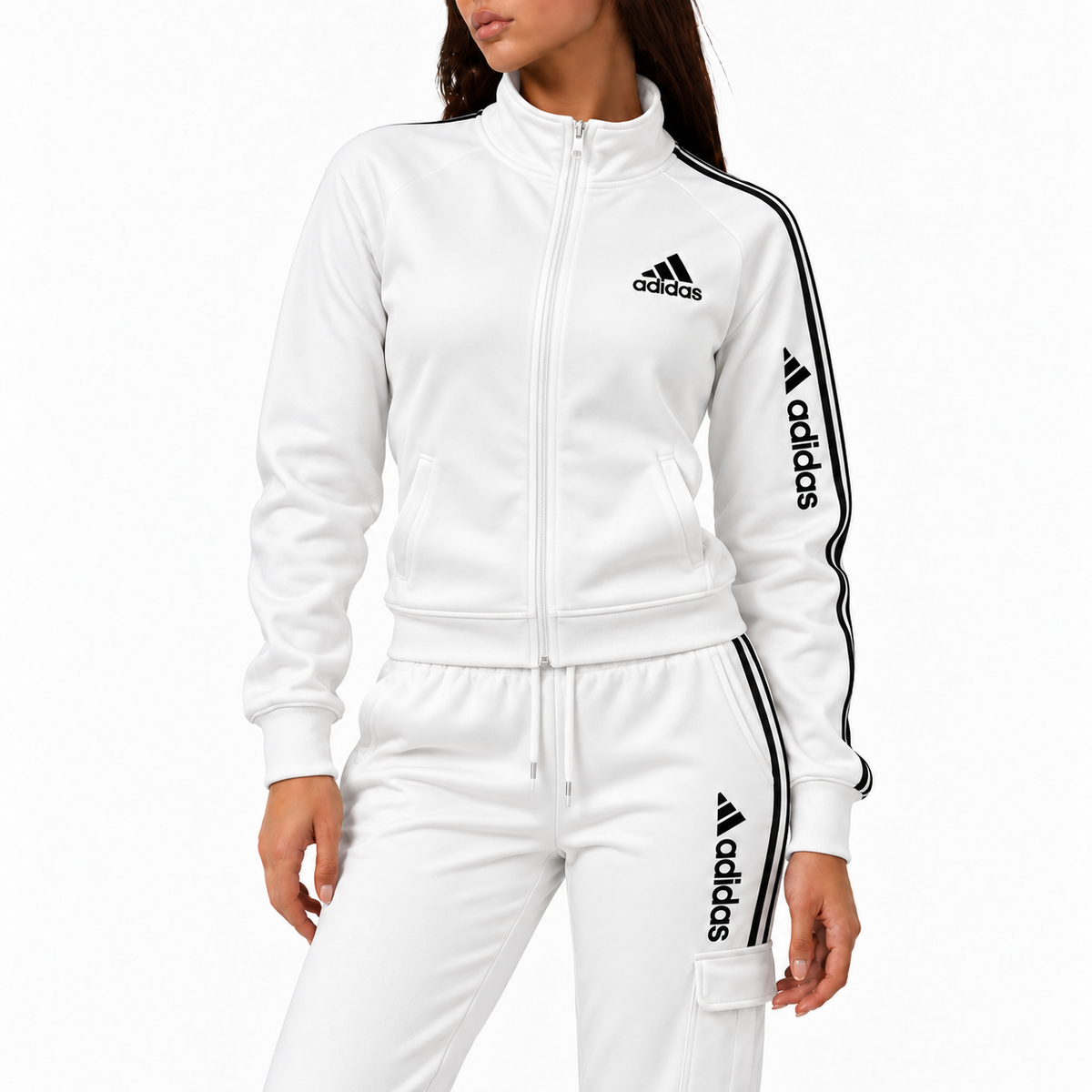 Women's Contrast Stripe Zip-Up Tracksuit Set