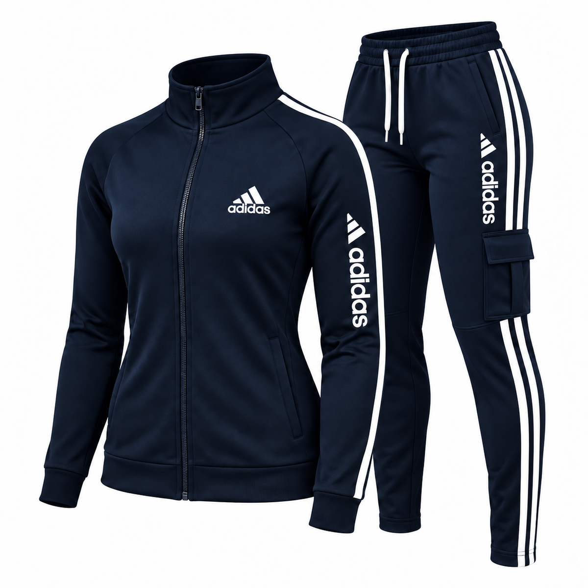 Women's Contrast Stripe Zip-Up Tracksuit Set