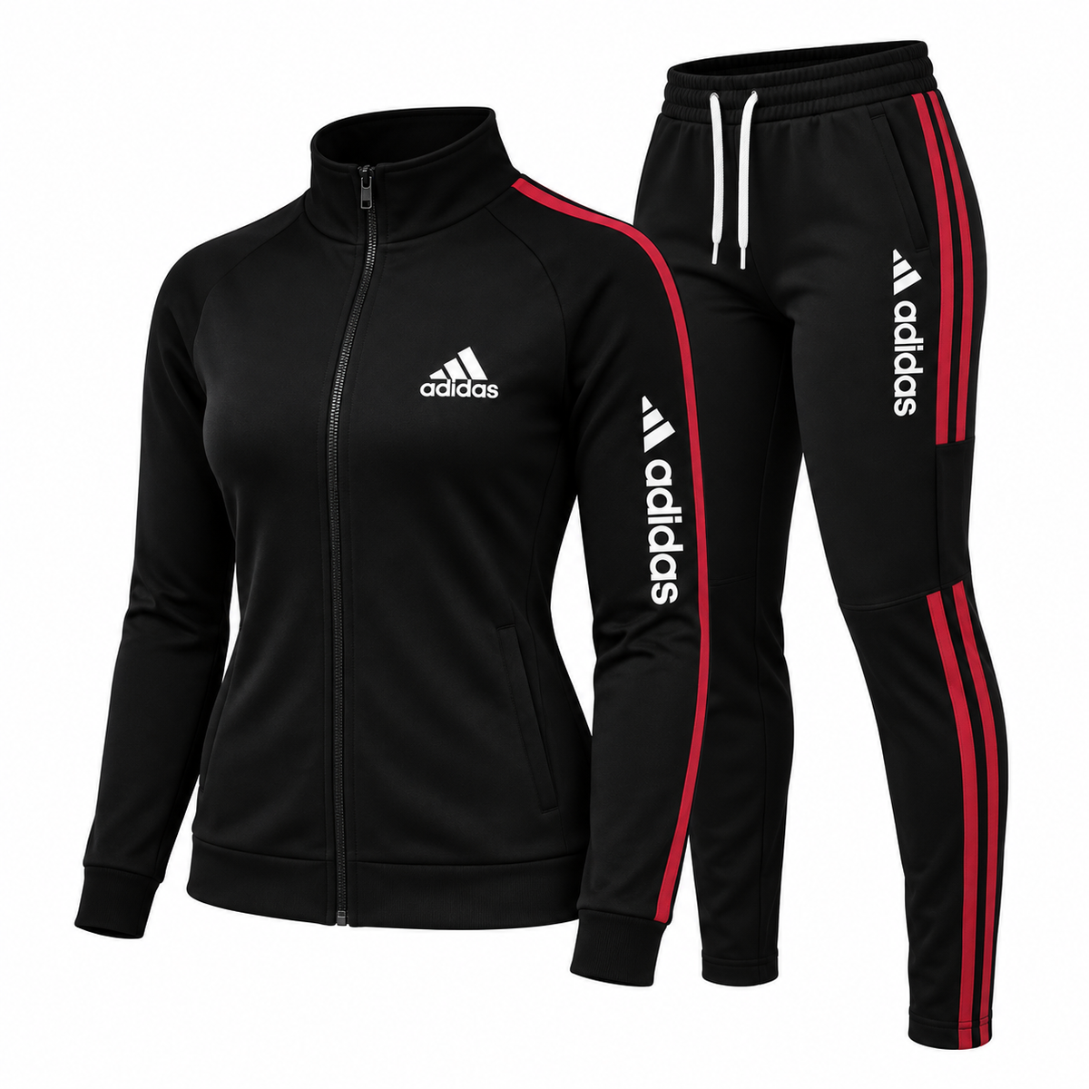 Women's Contrast Stripe Zip-Up Tracksuit Set