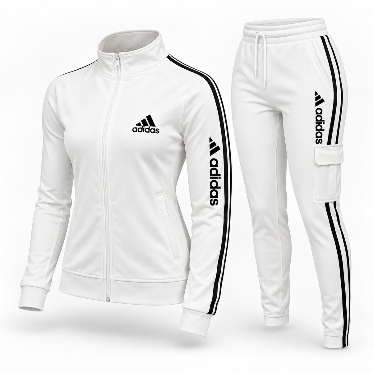 Women's Contrast Stripe Zip-Up Tracksuit Set