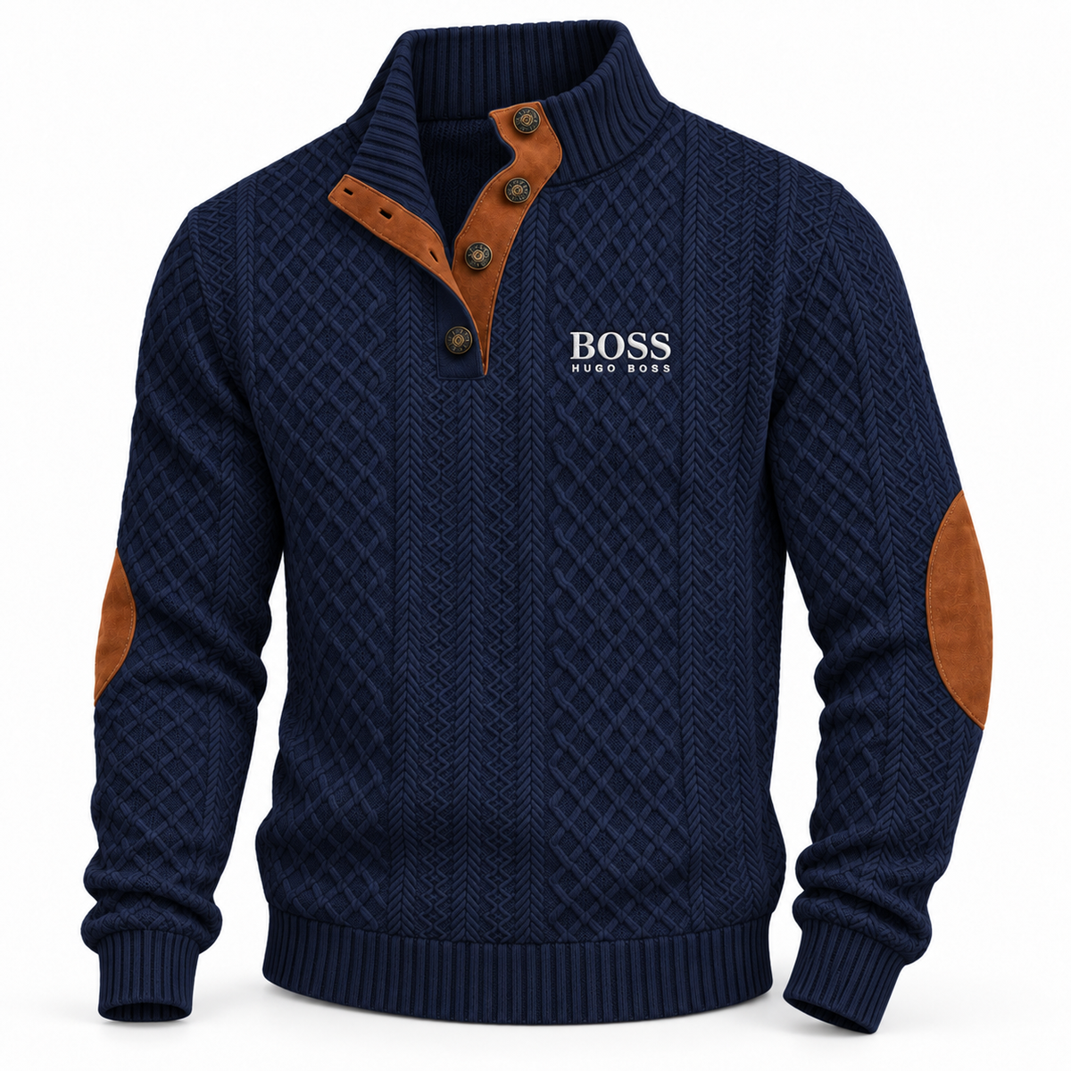 Men's Textured Button-Neck Sweater