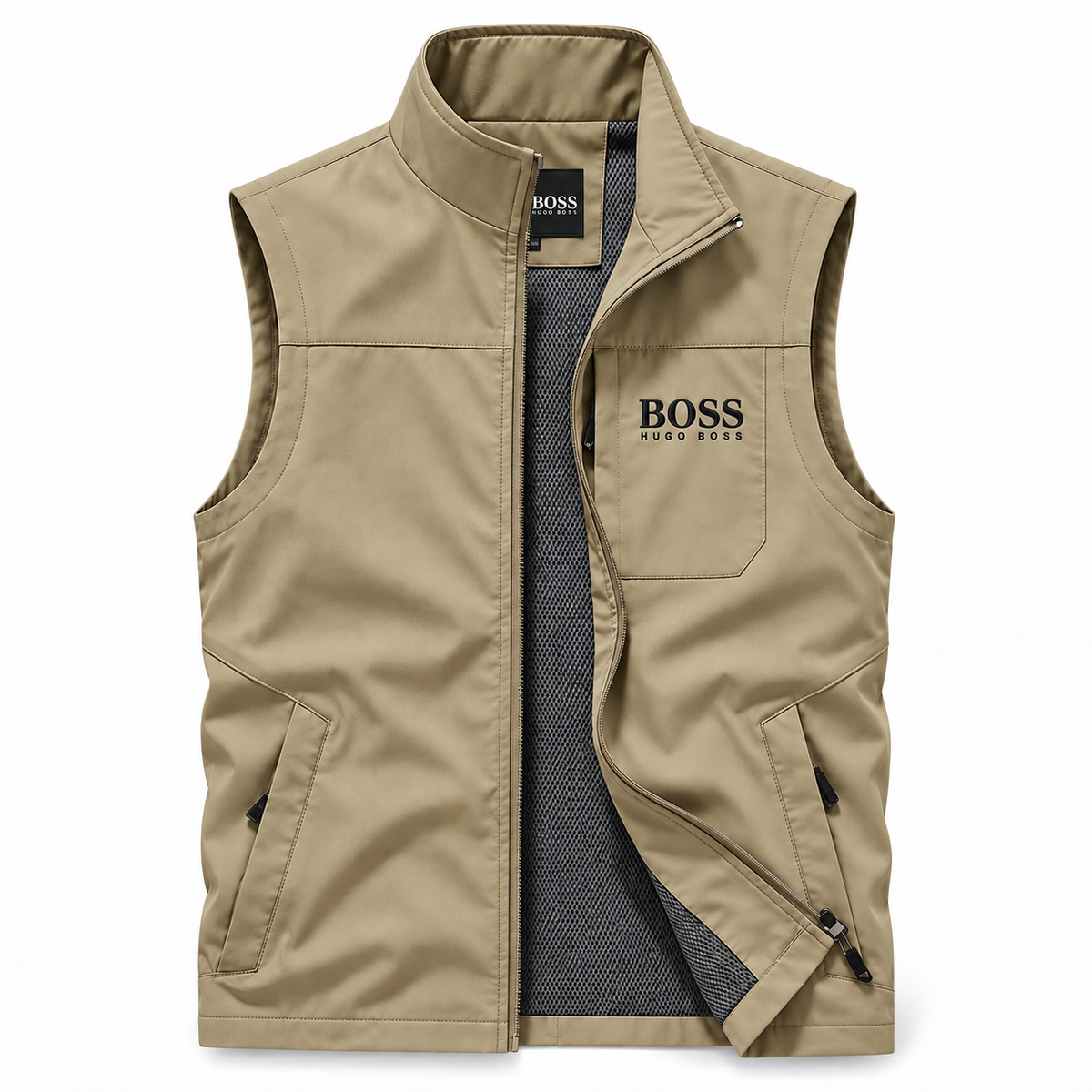 Men's Zip-Pocket Stand-Collar Vest
