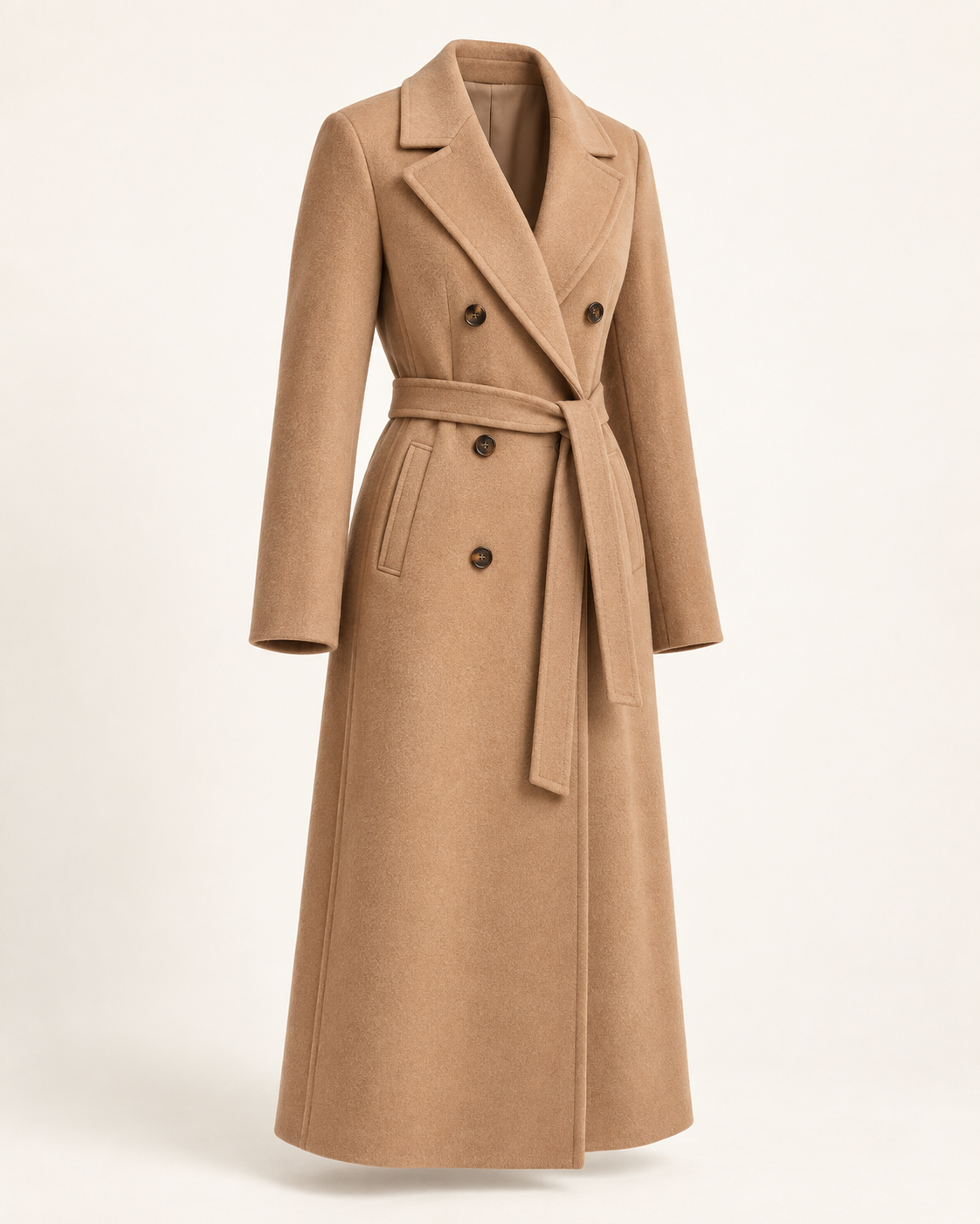 Sienna camel tailored belted coat